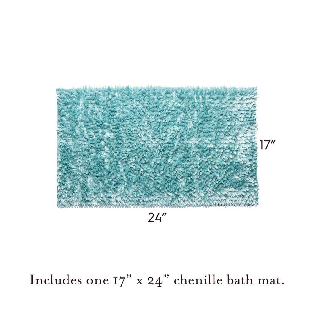 Aqua Blue 17" x 24" Polyester Chenille Bath Mat