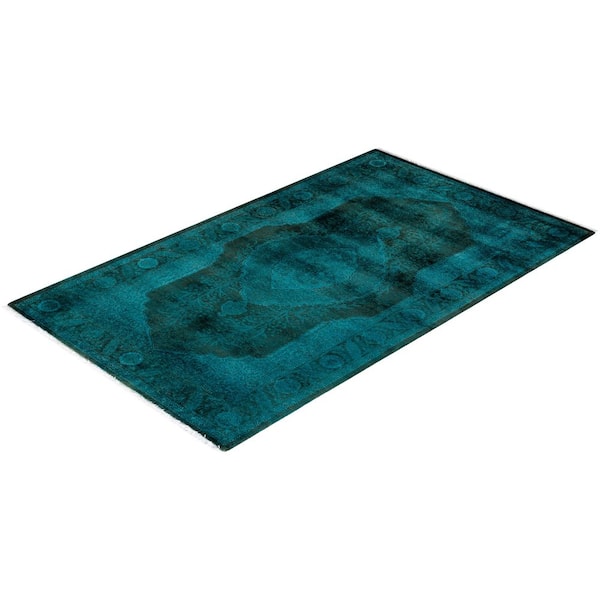 Overdyed Blue 3 ft. 2 in. x 5 ft. 3 in. Wool Indoor Area Rug