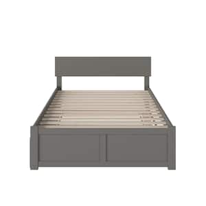 Orlando Full Platform Bed with Flat Panel Foot Board and Full Size Urban Trundle Bed in Grey