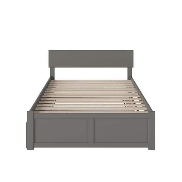 AFI Orlando Full Platform Bed with Flat Panel Foot Board and Full Size Urban Trundle Bed in Grey