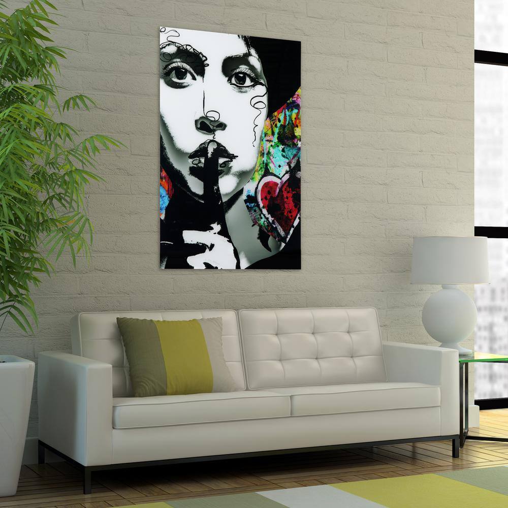 Secrets Abstract Multicolor Tempered Glass Wall Art, 48" x 32"