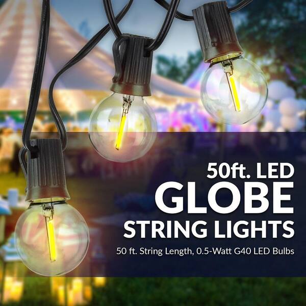 50Ft G40 Globe String Lights with Clear Bulbs for Indoor/Outdoor Commercial 