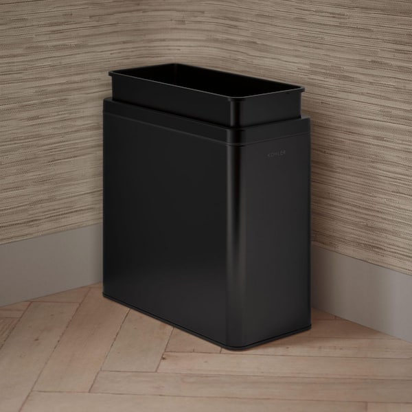 KOHLER 12-Liter Open-Top Trash Can in Black Stainless 31313-BST