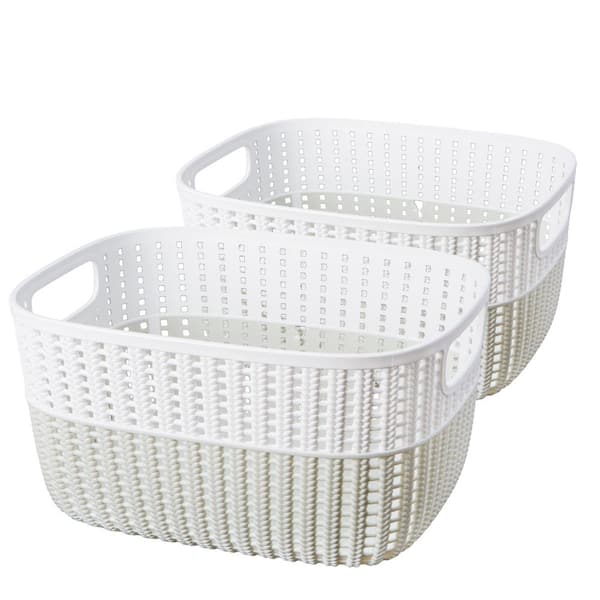Simplify 6 in. H x 9 in. W x 11 in. D Gray Plastic Cube Storage Bin 2-Pack