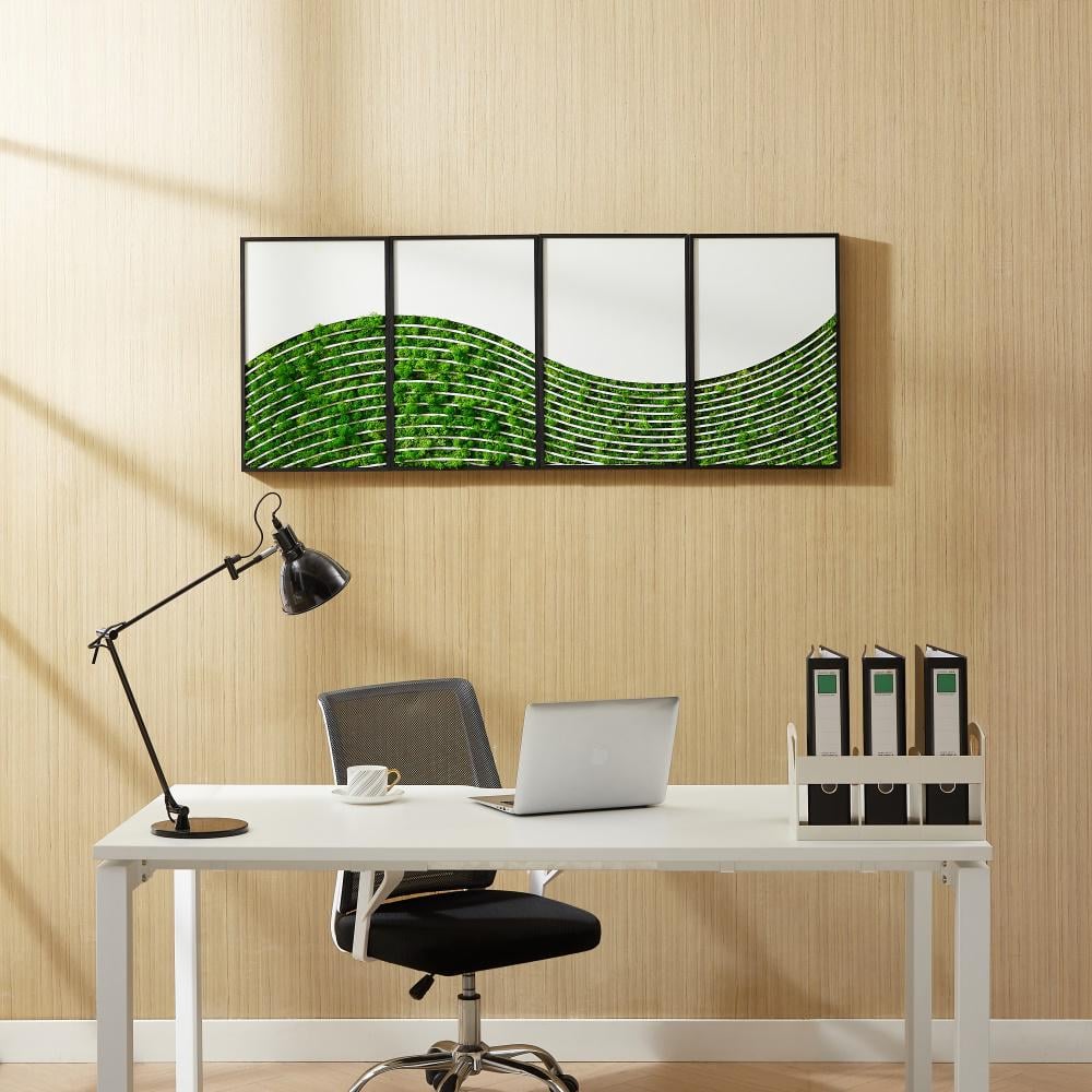 Metal Green Unique Design, Eco-Friendly Wall Architectural Decor, Wave Moss