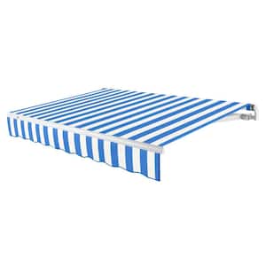 12 ft. Maui Left Motorized Patio Retractable Awning (120 in. Projection) Bright Blue/White