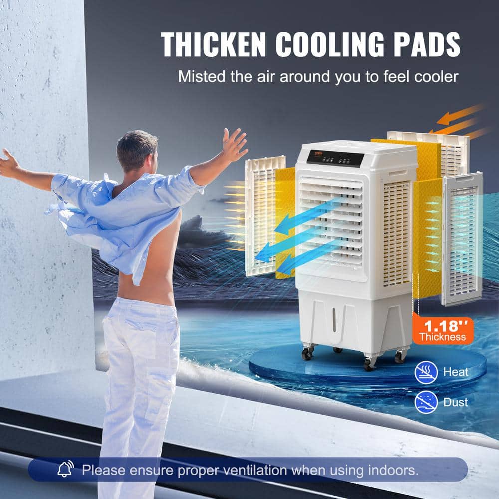 VEVOR 3100 CFM White Portable Evaporative Air Cooler with Remote Control