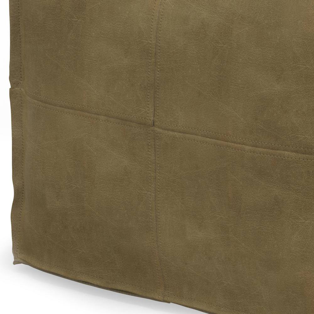 Sheffield Boho Distressed Sandcastle Genuine Leather Square Pouf