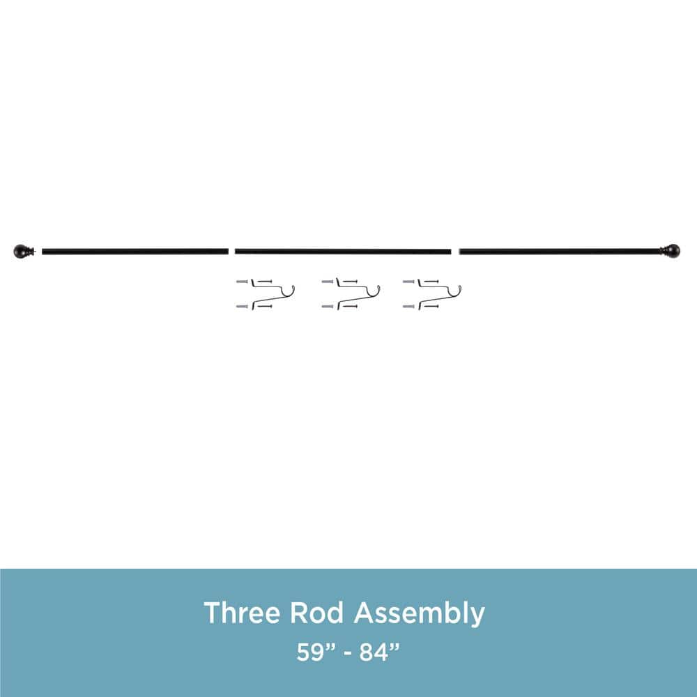 Layla Matte Black Adjustable Curtain Rod with Ball Finials