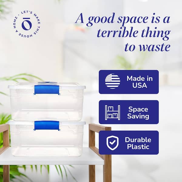 HOMZ 15.5 qt. Heavy Duty Clear Plastic Stackable Storage