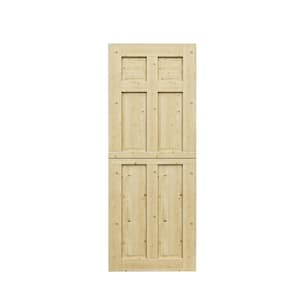 32 in. x 80 in. Solid Pine Universal Paneled 6-Lite Unfinished Pine Wood Front Door Slab-Dutch Door Design