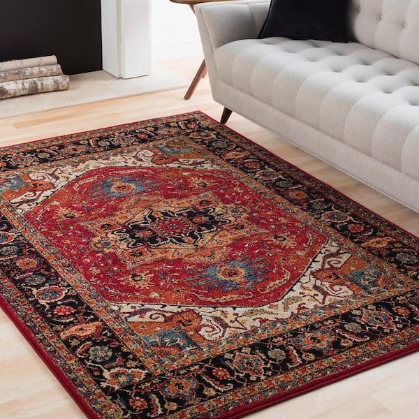 Naime Dark Red 4 ft. x 6 ft. Indoor Area Rug