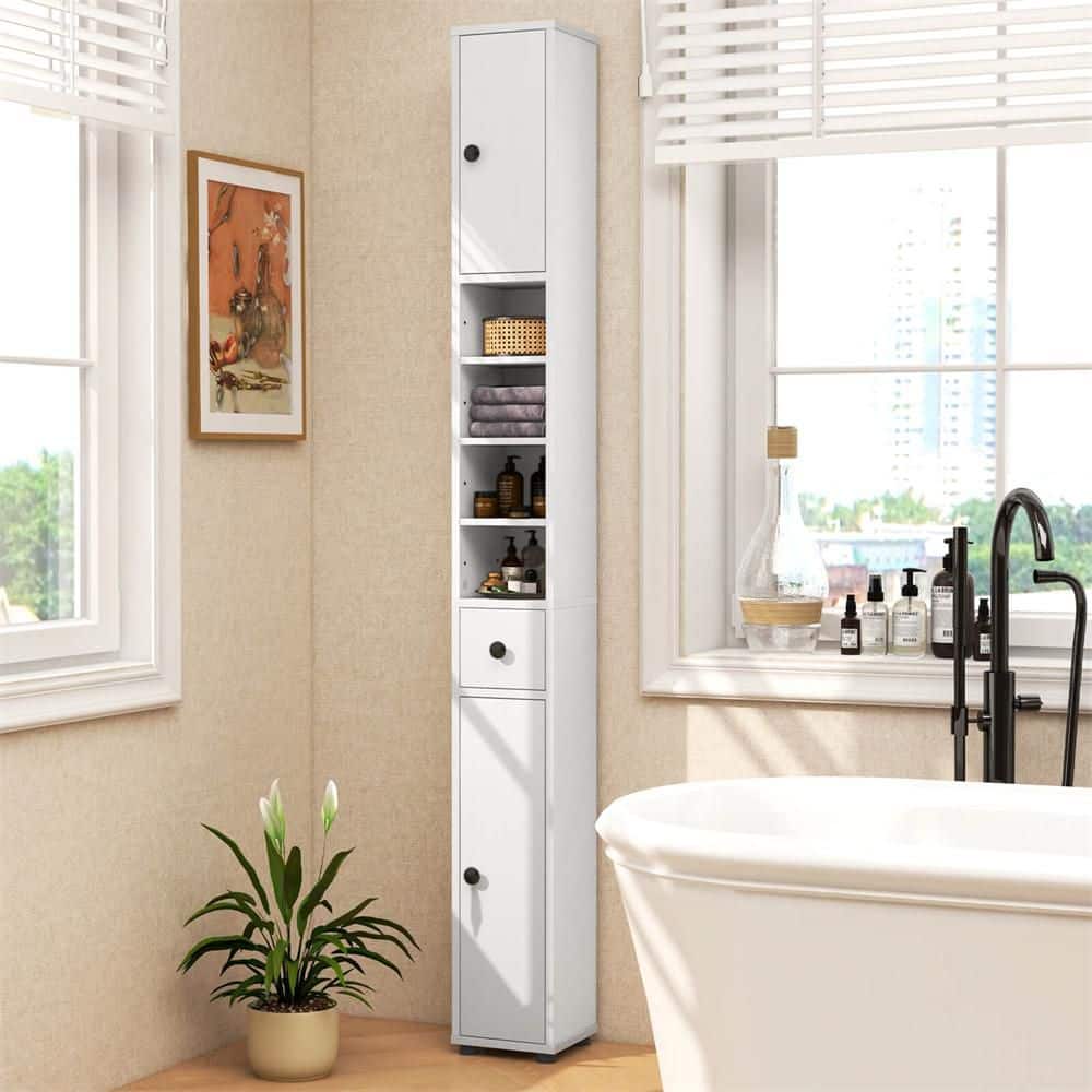 71 in. Tall Slim Bathroom Storage Cabinet Linen Towerwith Drawer & Adjustable Shelves White price history on PriceWatchPro