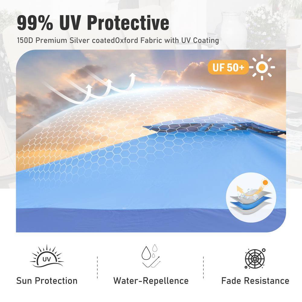 Blue and Beige 13' x 13' Pop-Up Canopy Tent with Steel Frame