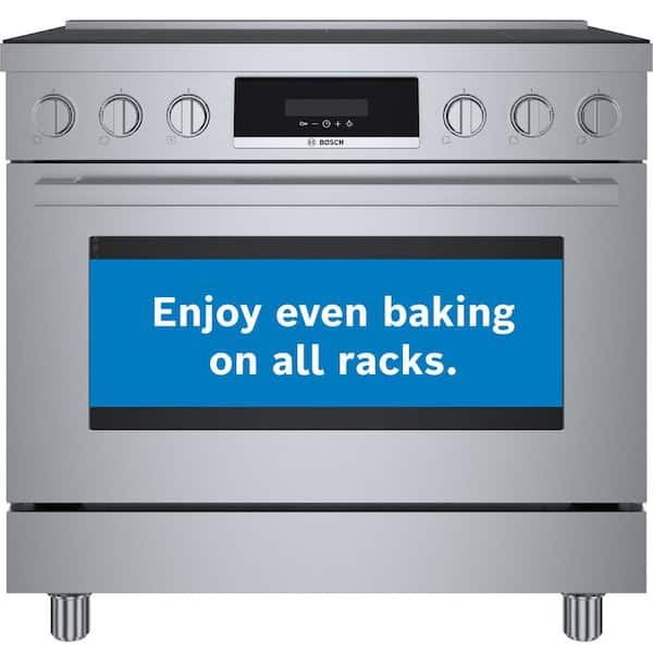 Bosch 800 Series 36 in. 3.7 cu. ft. Industrial Style Dual Fuel Range with 6-Burners in Stainless Steel