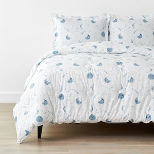 Company Kids Night Sky Blue Multi Organic Cotton Percale Full/Queen Comforter Set