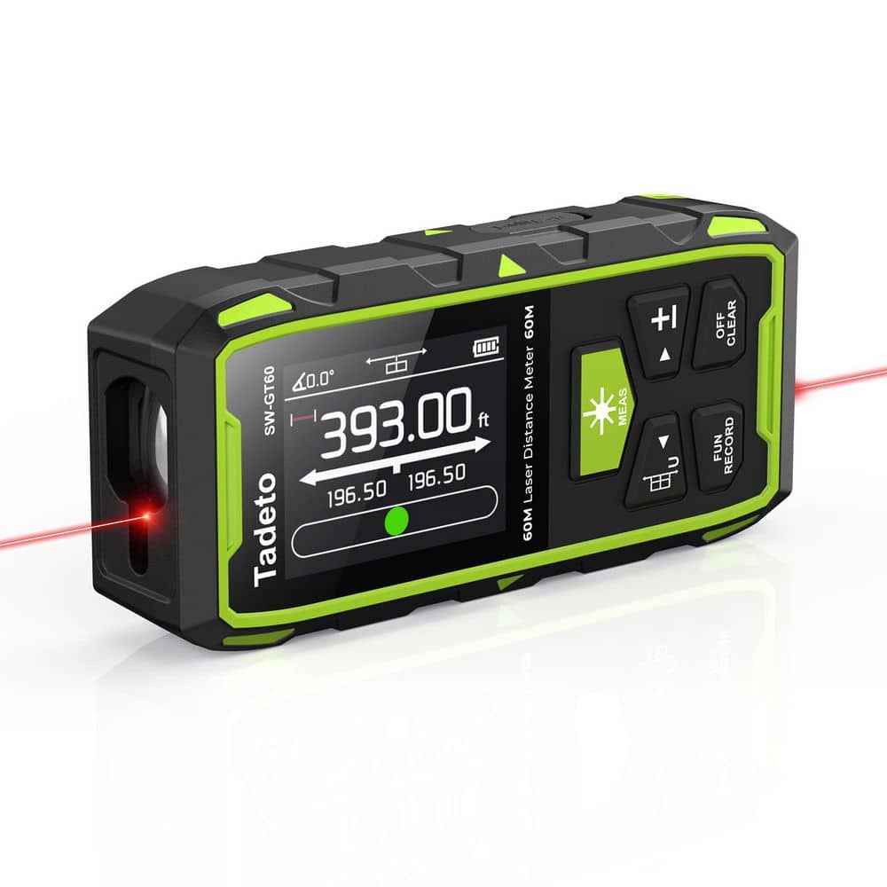 393 ft. Dual Laser Measuring Tool, Backlit LCD Display Rechargeable Laser M