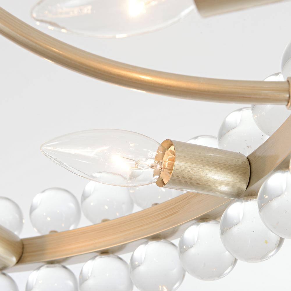Amber Brushed Brass 24" Crystal Semi-Flush Mount Chandelier