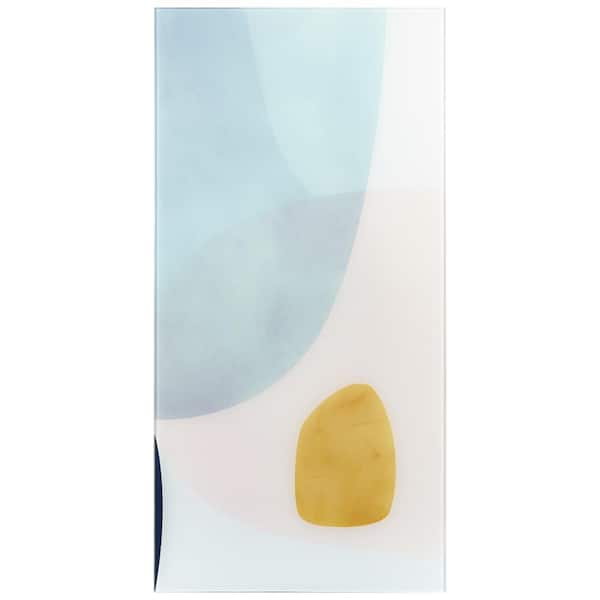 Empire Art Direct "Gold Monde II B" Frameless Free Floating Reverse Printed Tempered Art Glass Wall Art, 72 in. x 36 in.