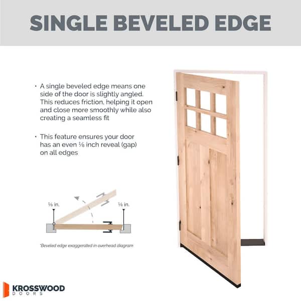 60 in. x 80 in. Knotty Alder Left-Hand/Inswing 6 Lite Beveled Clear Glass Cedar Stain Wood Prehung Front Door w/DSL