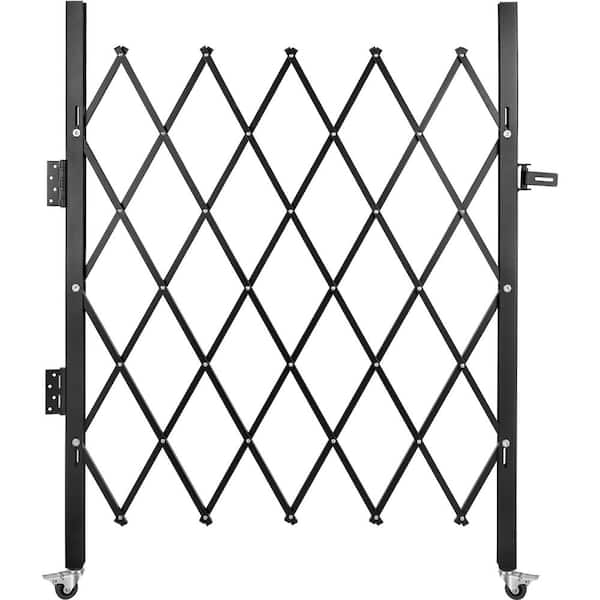 Single Folding Security Gate, 48 in. H x 37 in. W Steel Accordion Gate, Expanding Door Barrier, Cabinet Type Black