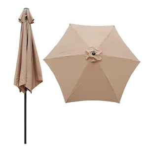 9 ft. Steel Market Patio Umbrella in Brown