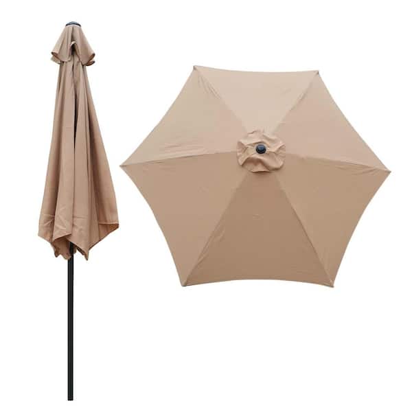 Sireck 9 ft. Steel Market Patio Umbrella in Brown