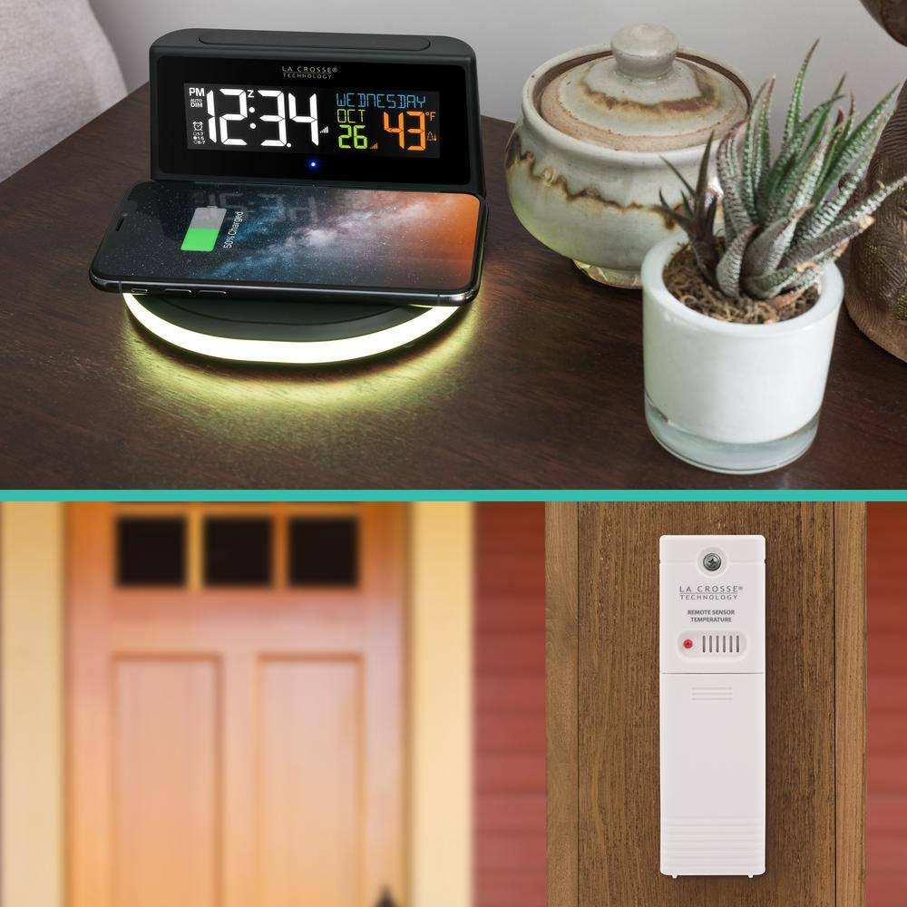 La Crosse Technology Wireless 5Watt Charging Alarm Clock with Glowing