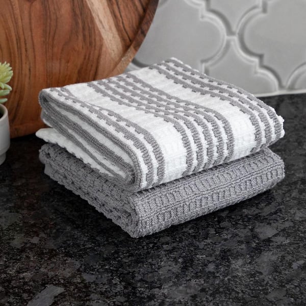RITZ T-fal Sand Solid and Stripe Cotton Waffle Terry Kitchen Towel (Set of  4) 68559 - The Home Depot