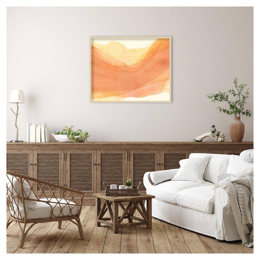 Sunset Layers I Abstract Giclee Print on Canvas with Natural Wood Frame