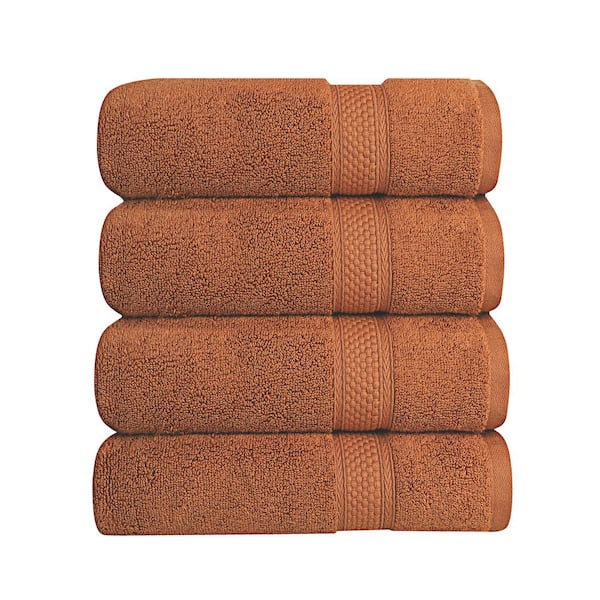 A1 Home Collections A1HC Wash Cloth 500 GSM Duet Technology 100% Cotton Ring Spun Burnt Caramel 13 in. x 13 in. Quick Dry (Set of 4)