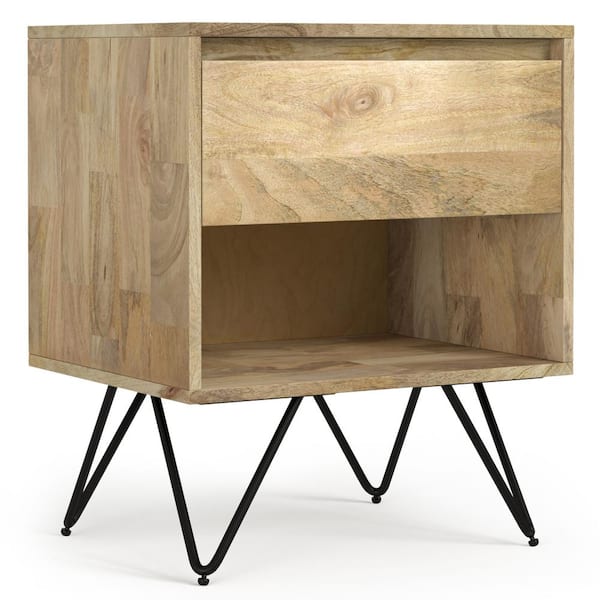 Simpli Home Hunter 1-Drawer Natural Nightstand (24 in. H X 20 in. W X 16 in. D)