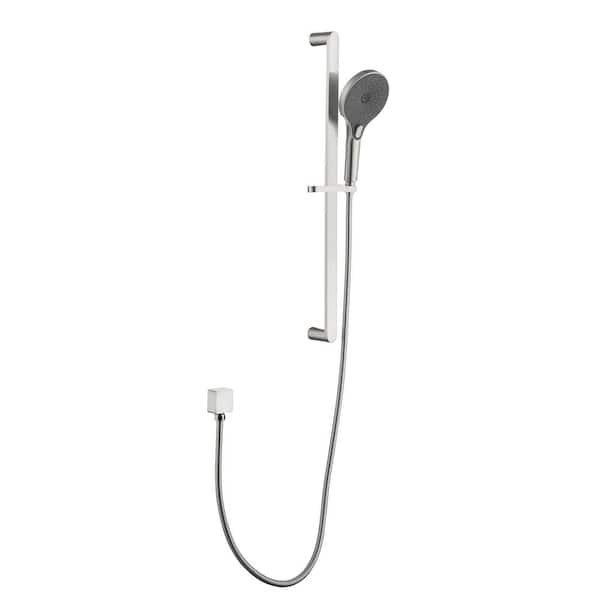 Mondawe 2-Spray Patterns with 2.5 GPM 6.2 in Wall Mounted Round Handheld Shower Head with Sliding Bar and Hose in Brushed Nickel