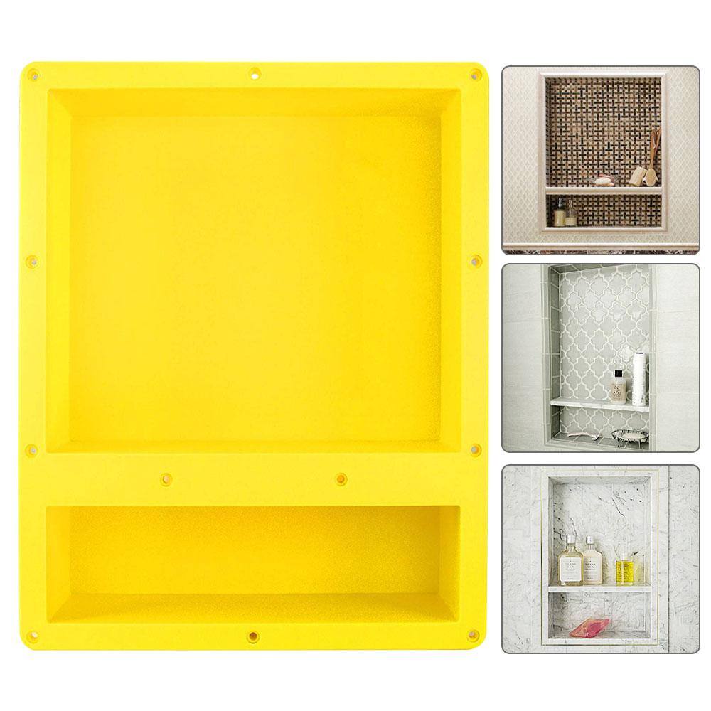 Yellow Rectangular Double Shelf Leakproof Shower Niche