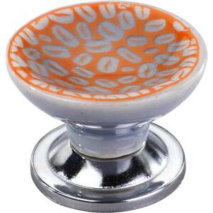 Coffee Bean 1-4/7 in. Orange and Grey Cabinet Knob