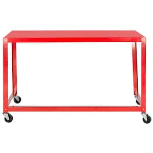 47 in. Rectangular Red Writing Desk with Wheels