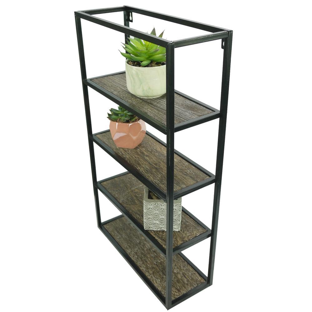 27 in. Rustic Wood Weathered Brown Floating Wall Shelves Book Shelves Wall 