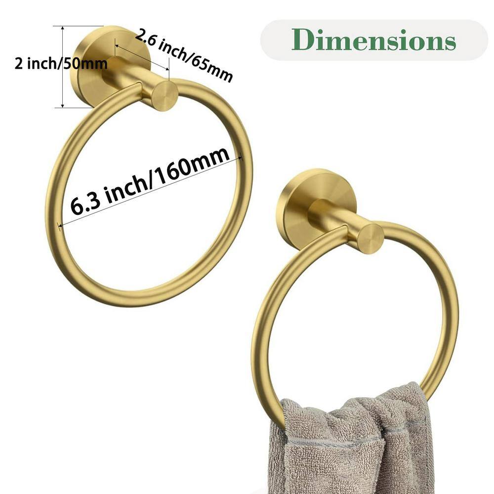 Brushed Gold Stainless Steel Wall Mounted Towel Ring Set