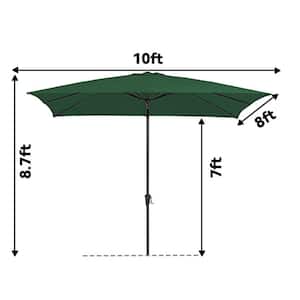 8 ft. x 10 ft. Steel Rectangular Market Umbrella in Green