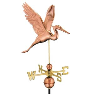 Graceful Blue Heron Weathervane - Pure Copper