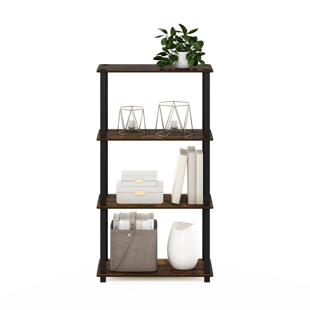 Amber Pine and Black 4-Tier Freestanding Shelf Unit