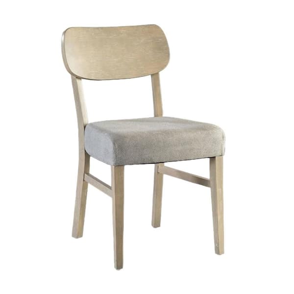 Benjara Gray Fabric Side Chair with Tapered Legs (Set of 2)