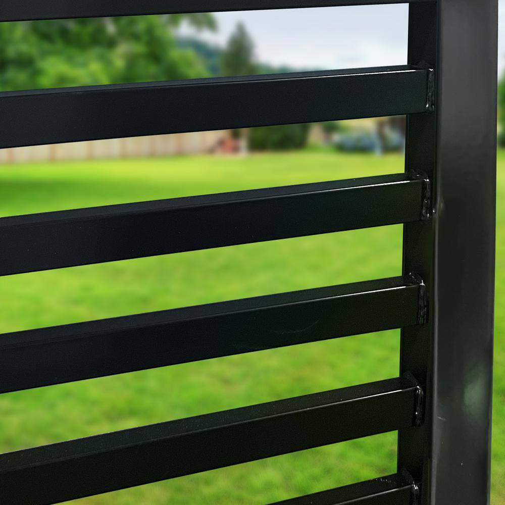 Florence Style Black Steel Dual Swing Driveway Gate 12 ft