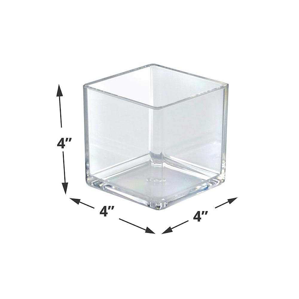 Deluxe 4" Clear Acrylic Cube Display Bin, Set of 4