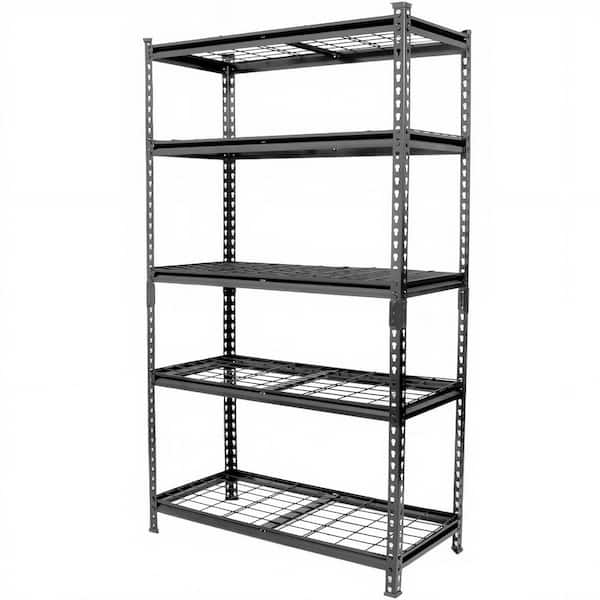 Queenly 5-Tier Steel Storage Shelving in Black (36 in. W x 18 in. D x 72 in. H)