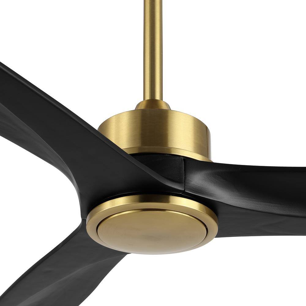 52'' Gold and Black Solid Wood 3-Blade Ceiling Fan with Remote