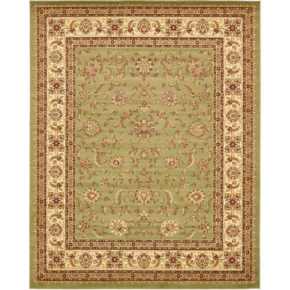 Aditi Elegance Green Rectangular Indoor Area Rug (8' x 10')
