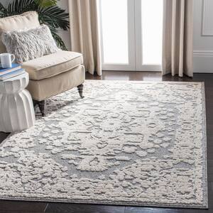 Martha Stewart Lucia Shag White/Light Gray 3 ft. x 4 ft. Abstract High-Low Area Rug