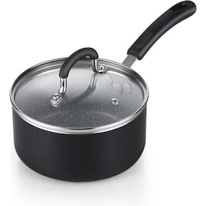 1-qt. Professional Granite Heavy Gauge Aluminum Nonstick Saucepan with Lid with Stay-Cool Silicone Handle, Marble