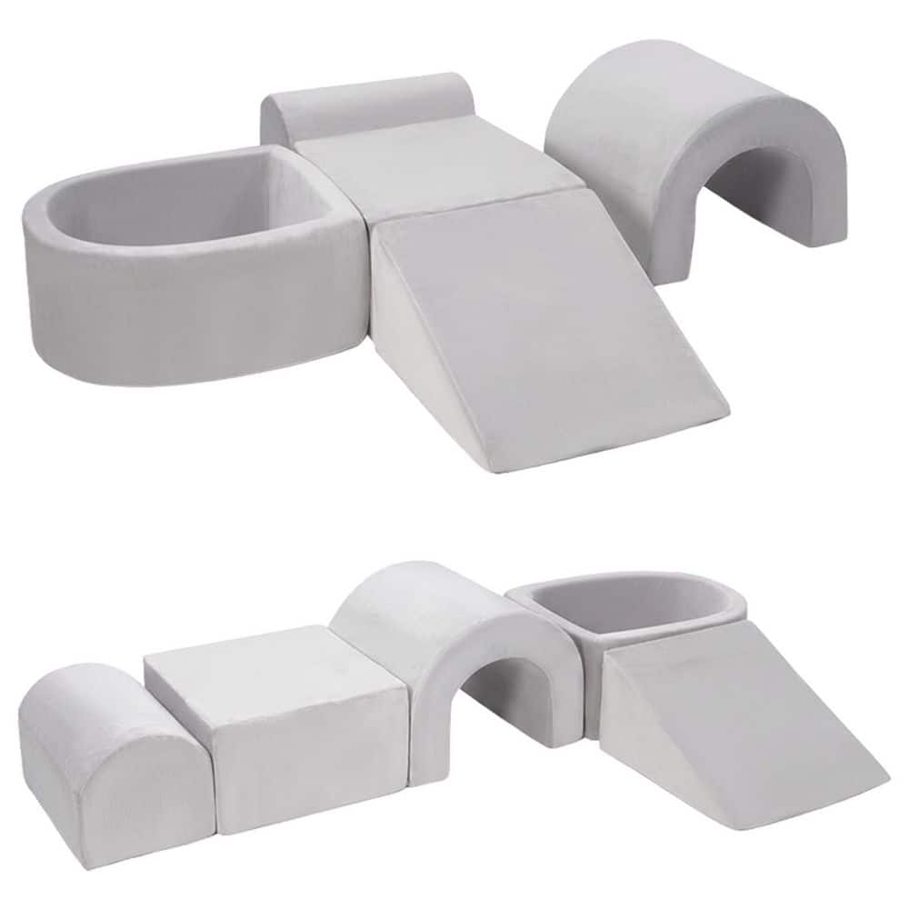 Foam Climbing Blocks Set, Gray Indoor/Outdoor Play Tunnel Climber for Toddlers, Freestanding Toy with Ball Pit price history on PriceWatchPro